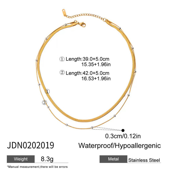Women's Stainless Steel Gold And Silver Color Matching Chain Necklace With Electroplating Modern Classic Style