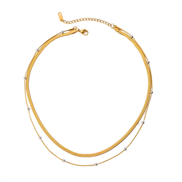 Women's Stainless Steel Gold And Silver Color Matching Chain Necklace With Electroplating Modern Classic Style