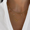 Women's Stainless Steel Gold Plated Bow Pendant Layered Necklace With Sparkling Cubic Zirconia Geometric Sweet Style