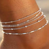 Women's Stainless Steel Gold Plated Cuban Chain Anklet Set Simple Layered Stacked Geometric Foot Jewelry