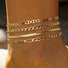 Women's Stainless Steel Gold Plated Cuban Chain Anklet Set Simple Layered Stacked Geometric Foot Jewelry