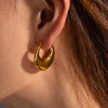 Women's Stainless Steel Gold Plated Geometric Crescent Water Drop Earrings Jewelry