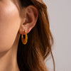 Women's Stainless Steel Gold Plated Geometric Crescent Water Drop Earrings Jewelry