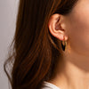 Women's Stainless Steel Gold Plated Geometric Crescent Water Drop Earrings Jewelry