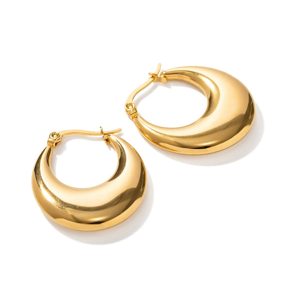 Women's Stainless Steel Gold Plated Geometric Crescent Water Drop Earrings Jewelry