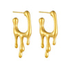 Women's Stainless Steel Gold Plated Geometric Irregular Shape Lava Style Earrings