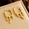 Women's Stainless Steel Gold Plated Geometric Irregular Shape Lava Style Earrings