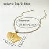 Women's Stainless Steel Gold Plated Jewelry Pearl Ginkgo Leaf Water Drop Flower Pendant Layered Necklace