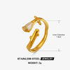 Women's Stainless Steel Gold Plated Oil Drip Flower Ring Sweet Stylish Floral Rose Design