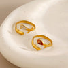 Women's Stainless Steel Gold Plated Oil Drip Flower Ring Sweet Stylish Floral Rose Design