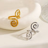 Women's Stainless Steel Gold Plated Open Spiral Ring With Minimalist Geometric Line Design And Polished Fashion Style