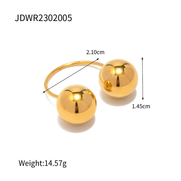 Women's Stainless Steel Gold Spherical Geometric Ring With Electroplating