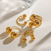 Women's Stainless Steel Gold Spherical Geometric Ring With Electroplating