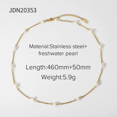 Women's Stainless Steel Goldplated Beaded Clavicle Chain Necklace With Starfish Pendant And Natural Stone Jewelry Animal Zodiac Pattern Electroplating Style