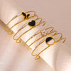 Women's Stainless Steel Goldplated Bracelet With Flower Butterfly And Heart Motifs Modern Minimalist Botanical Jewelry