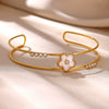 Women's Stainless Steel Goldplated Bracelet With Flower Butterfly And Heart Motifs Modern Minimalist Botanical Jewelry