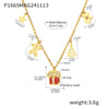 Women's Stainless Steel Goldplated Christmas Necklace And Earrings Set With Enamel Floral Design And Zircon Accents