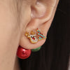 Women's Stainless Steel Goldplated Christmas Necklace And Earrings Set With Enamel Floral Design And Zircon Accents