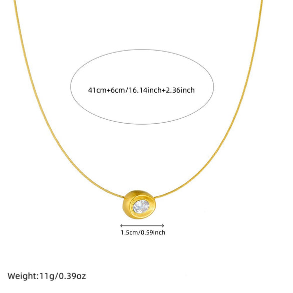 Women's Stainless Steel Goldplated Geometric Ingot Pendant Snake Bone Chain Necklace With Diamondencrusted And Electroplating Design