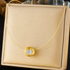 Women's Stainless Steel Goldplated Geometric Ingot Pendant Snake Bone Chain Necklace With Diamondencrusted And Electroplating Design
