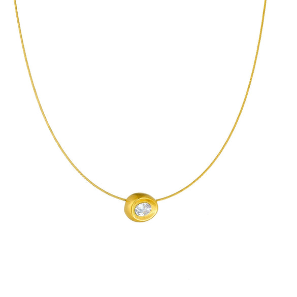 Women's Stainless Steel Goldplated Geometric Ingot Pendant Snake Bone Chain Necklace With Diamondencrusted And Electroplating Design