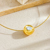 Women's Stainless Steel Goldplated Geometric Ingot Pendant Snake Bone Chain Necklace With Diamondencrusted And Electroplating Design