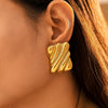 Women's 316L Stainless Steel Goldplated Geometric Square Thread Niche Earrings With Electroplating