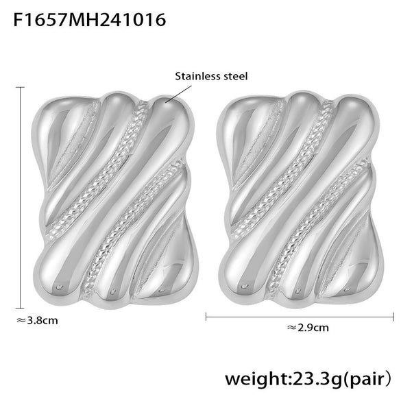 Women's 316L Stainless Steel Goldplated Geometric Square Thread Niche Earrings With Electroplating