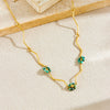Women's Stainless Steel Goldplated Necklace With Irregular Twisted Flower Beaded Design And Electroplating Process