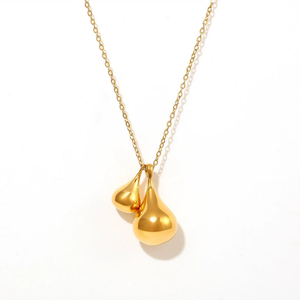 Women's 316L Stainless Steel Goldplated Water Drop Pendant Necklace With Geometric Pattern Fashion Style