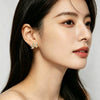 Women's 316 Stainless Steel Goldtone Zircon Earrings With Geometric Petal Floral Design And Light Luxury Style