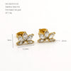 Women's 316 Stainless Steel Goldtone Zircon Earrings With Geometric Petal Floral Design And Light Luxury Style