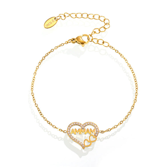 Women's Stainless Steel Handmade Inlaid Jewelry Bracelet With Heart Geometric Letters Numbers Text Pattern And Electroplating Treatment