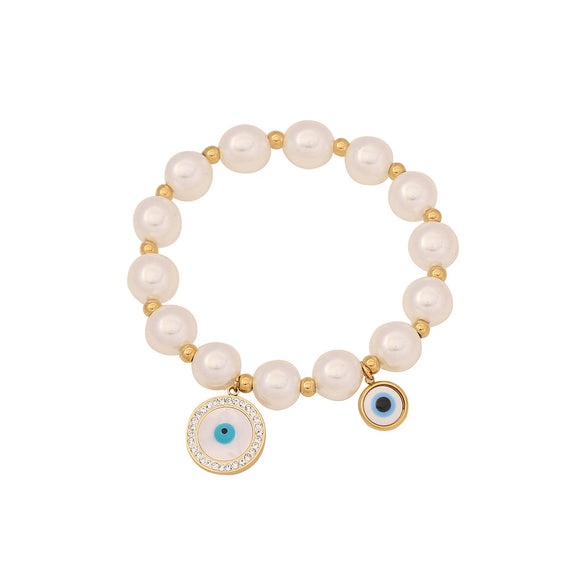 Women's Stainless Steel Handmade Original Design Bead Drop Oil Eye Bracelet