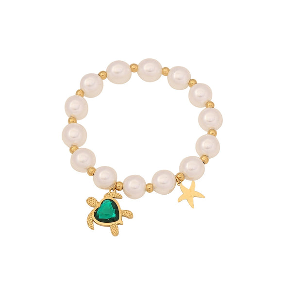 Women's Stainless Steel Handmade Original Design Bead Drop Oil Eye Bracelet