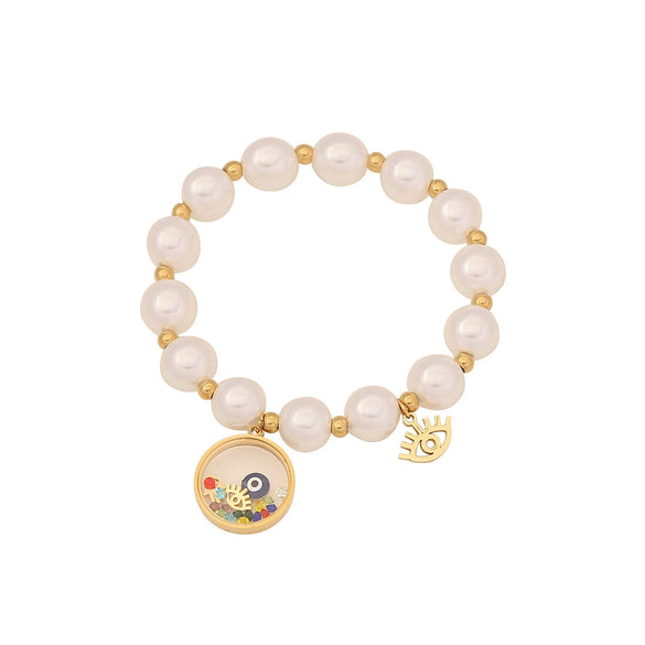 Women's Stainless Steel Handmade Original Design Bead Drop Oil Eye Bracelet