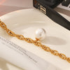 Women's Stainless Steel Handmade Pearl Chain Bracelet With Geometric Pattern Electroplated And Vacuum Plated