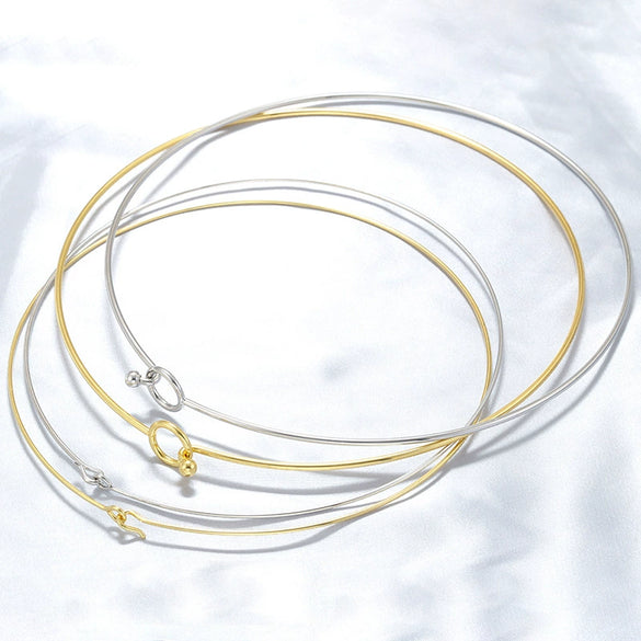 Women's Stainless Steel Handmade Simple Geometric Pattern Round Collar Necklace With Regular Chain