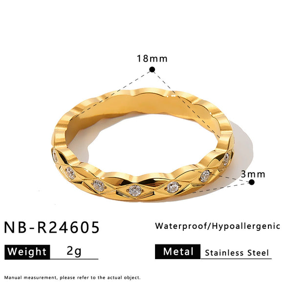 Women's Stainless Steel Heart And Cross Ring With Zircon Inlay And Electroplated Geometric Light Luxury Design