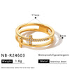 Women's Stainless Steel Heart And Cross Ring With Zircon Inlay And Electroplated Geometric Light Luxury Design
