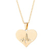 Women's Stainless Steel Heart And Electrocardiogram Jewelry Set With Geometric Earrings And Heart Pendant Necklace