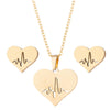 Women's Stainless Steel Heart And Electrocardiogram Jewelry Set With Geometric Earrings And Heart Pendant Necklace