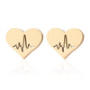 Women's Stainless Steel Heart And Electrocardiogram Jewelry Set With Geometric Earrings And Heart Pendant Necklace
