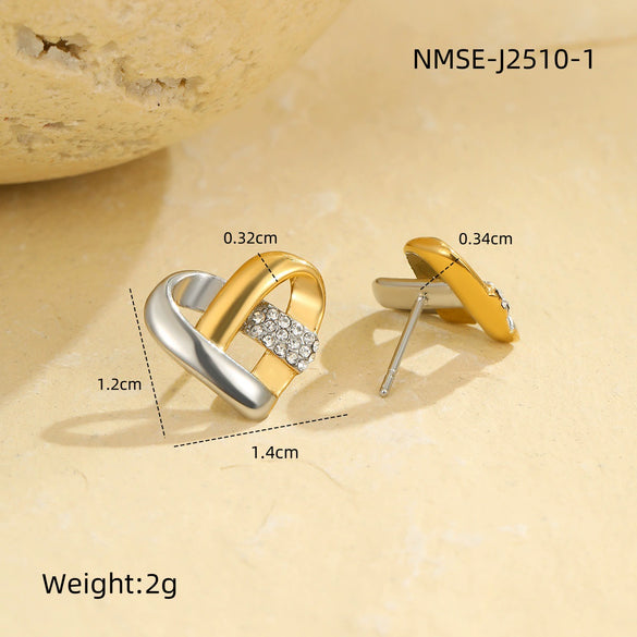 Women's Stainless Steel Heart Geometric Electroplated Earrings