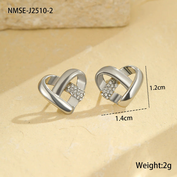 Women's Stainless Steel Heart Geometric Electroplated Earrings