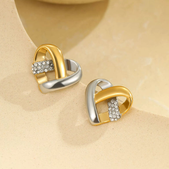 Women's Stainless Steel Heart Geometric Electroplated Earrings