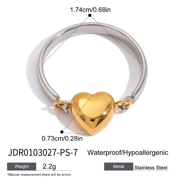 Women's Stainless Steel Heart Geometric Style Electroplated Ring