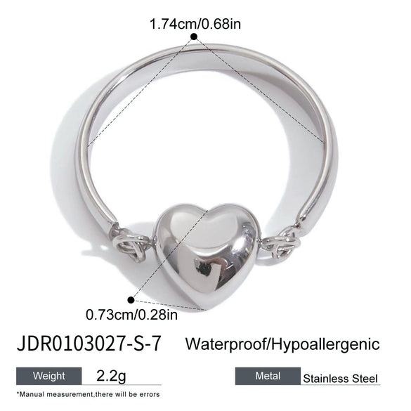 Women's Stainless Steel Heart Geometric Style Electroplated Ring