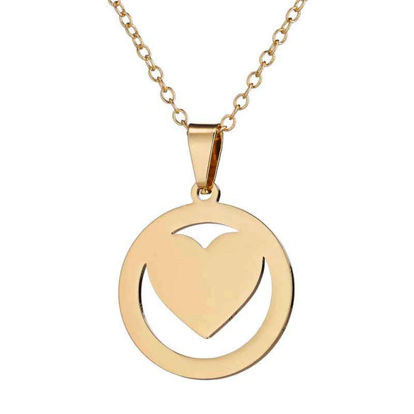 Women's Stainless Steel Heart Necklace And Earring Jewelry Set With Electroplated Finish And Simple Ochain Design