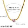 Women's Stainless Steel Heart Necklace With Zircon Inlay 18K Vacuum Plated Geometric Pendant And Regular Chain